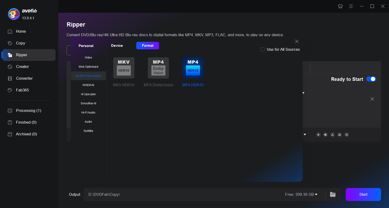 Enhance videos with AI HDR Upconverter
