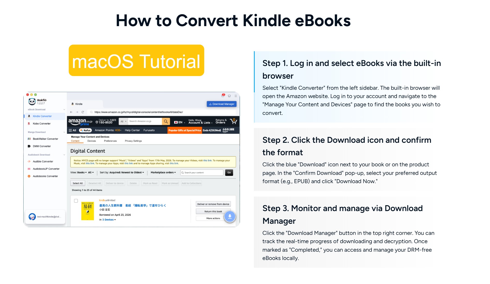 How to Convert Kindle to EPUB with BookFab Kindle Converter on macOS