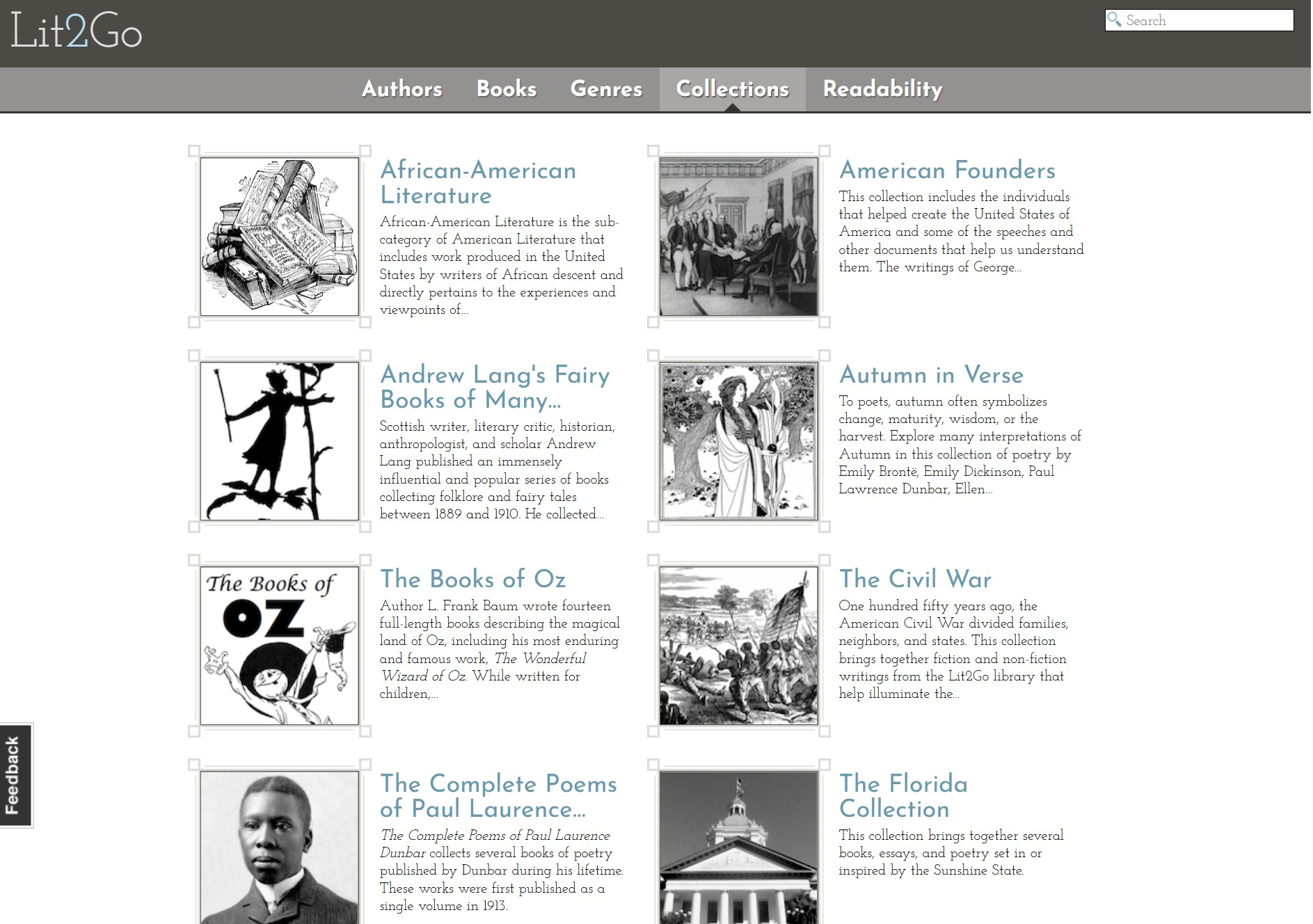 free online audiobooks site: lit2go