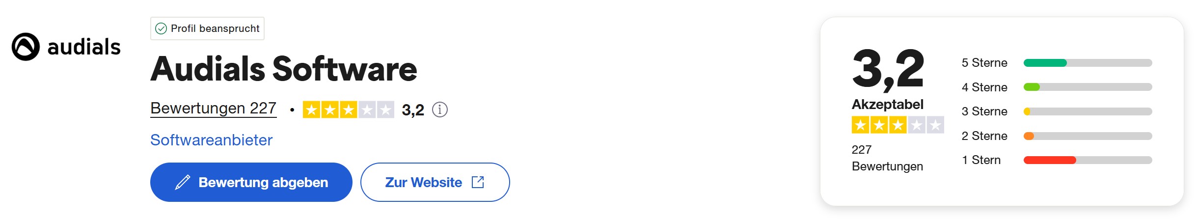 Audials Bewertungen bei TrustPilot