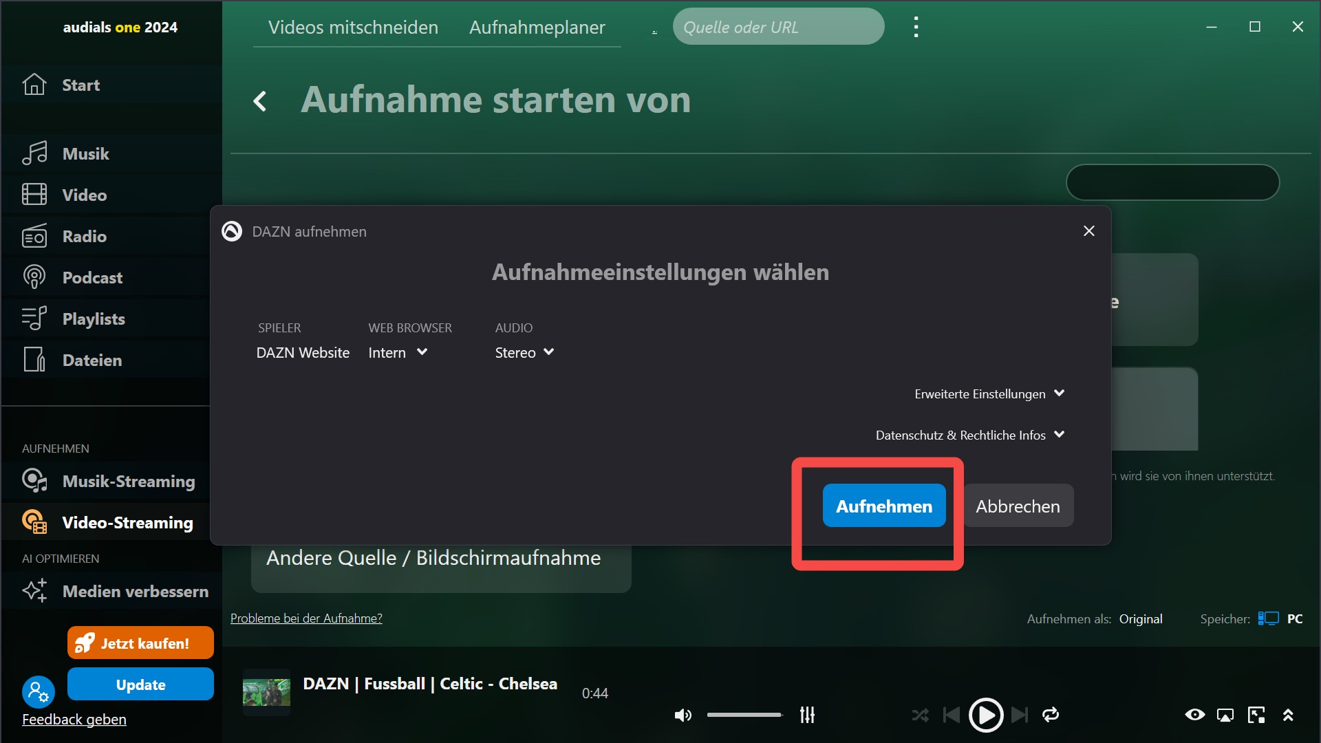 Mit Audials zum DAZN Offline Schauen