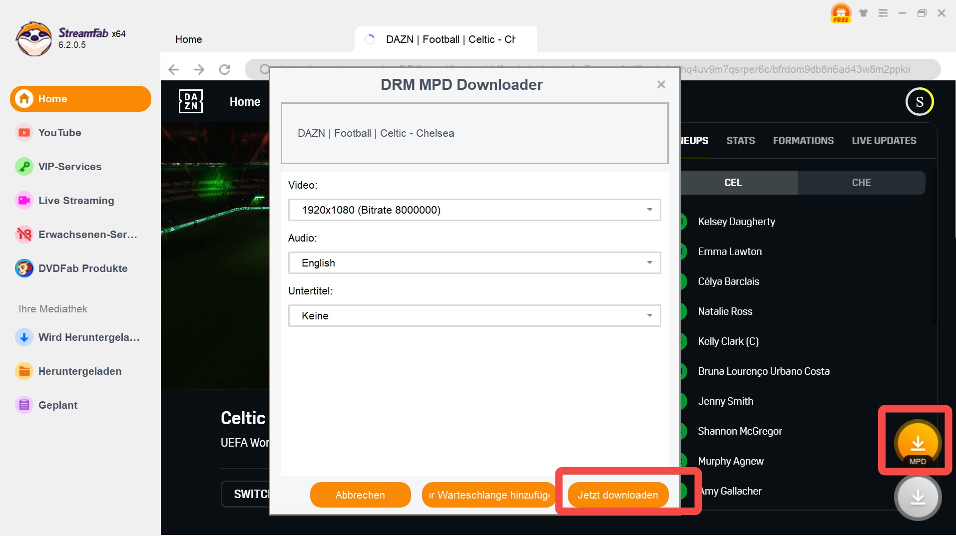 Mit StreamFab DRM MPD Downloader zum DAZN Offline Schauen