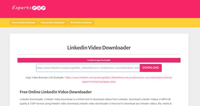 linkedin video download:Methode 3: Free LinkedIn Download mit ExpertsPHP