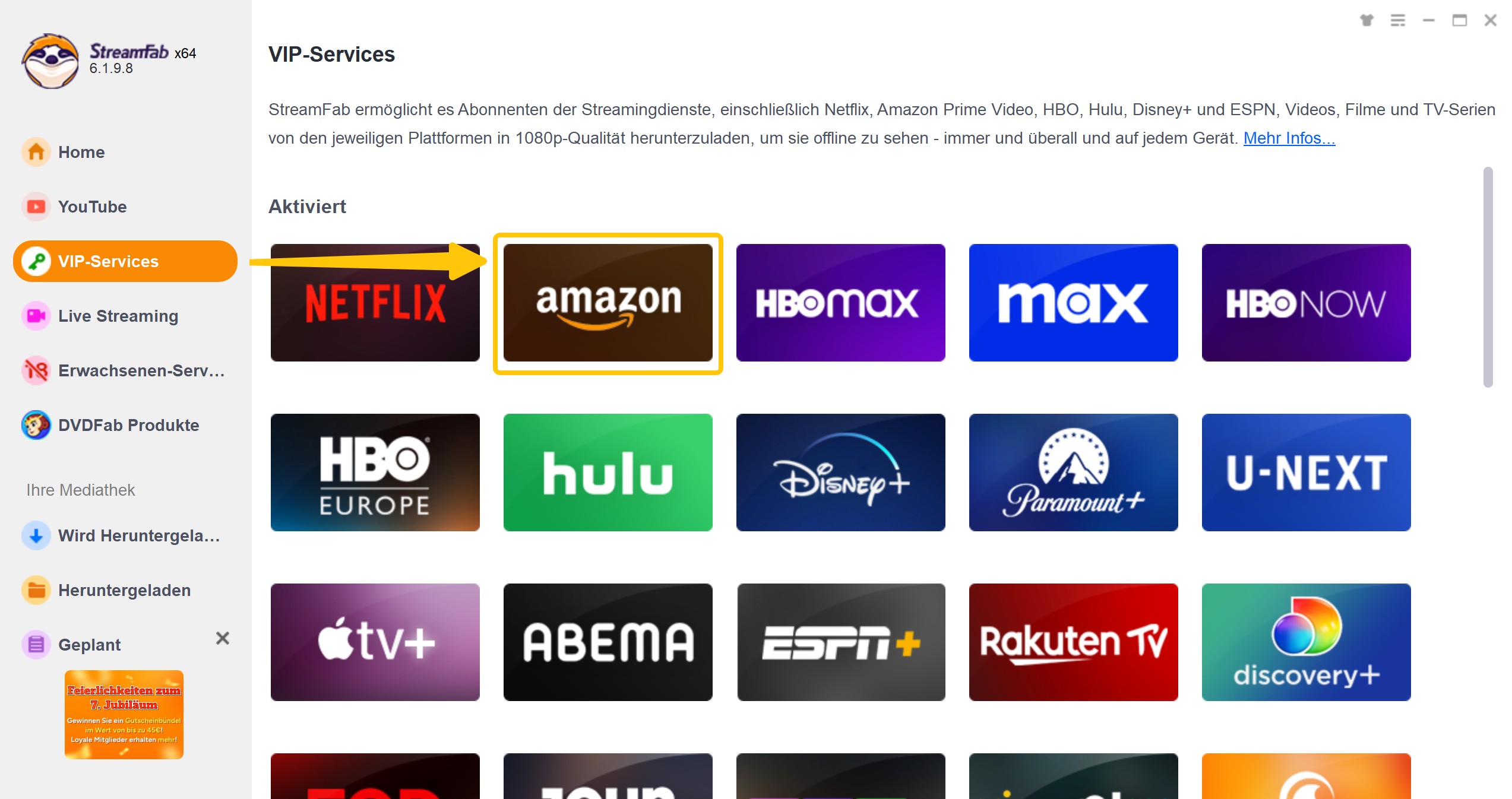 Amazon Prime gekaufte Filme herunterladen mit StreamFab Amazon Downloader