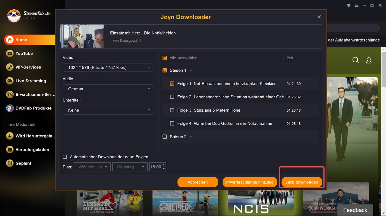 Joyn offline Schauen mit StreamFab Joyn Downloader: Download-Schritte