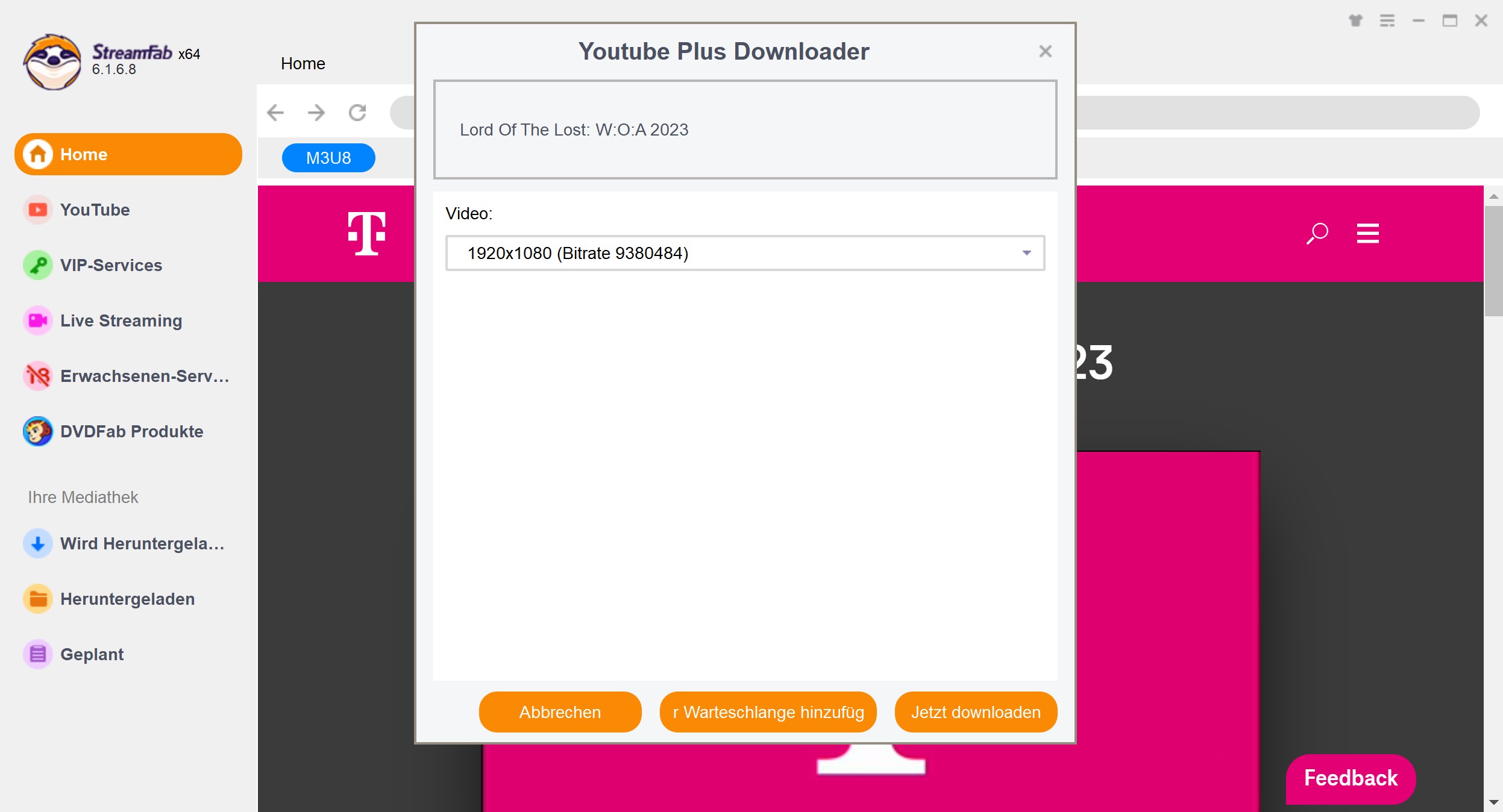 Anleitung zum MagentaMusik Video Download mit StreamFab