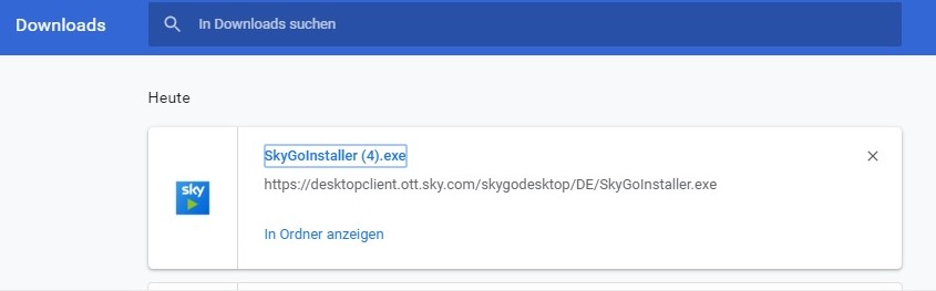 Starten Sie den Download und die Installation von Sky Go App auf Windows-PC