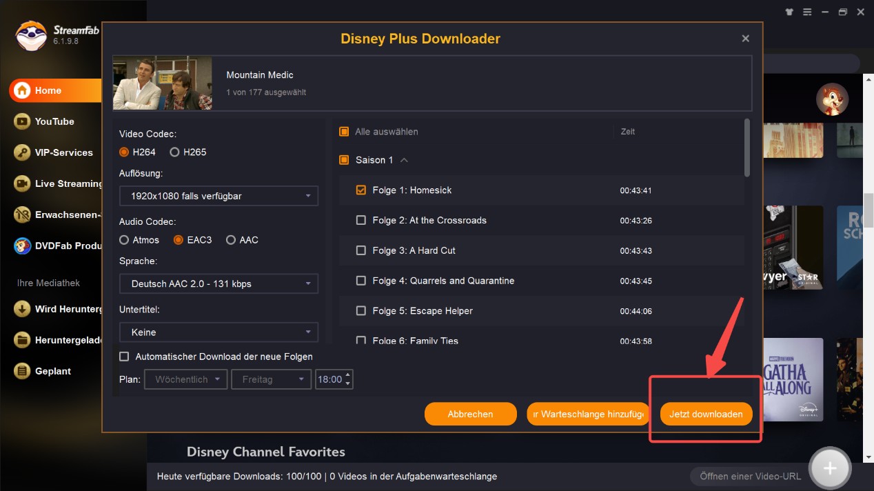 Disney Plus Videos Download-Prozess mit dem StreamFab Disney Plus Downloader