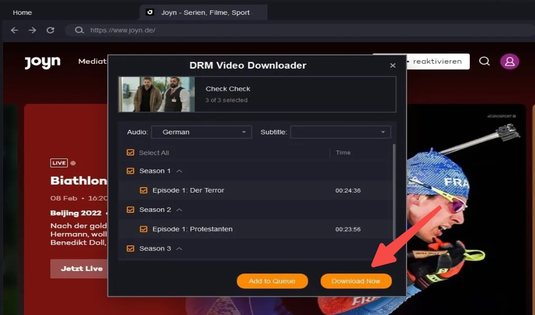 Download-Schritte zum Joyn Video Download mit dem BBFly Joyn Downloader