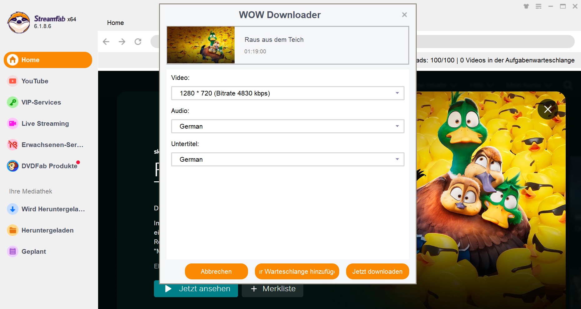 Anleitung zum Herunterladen von WOW Videos in MP4-Format