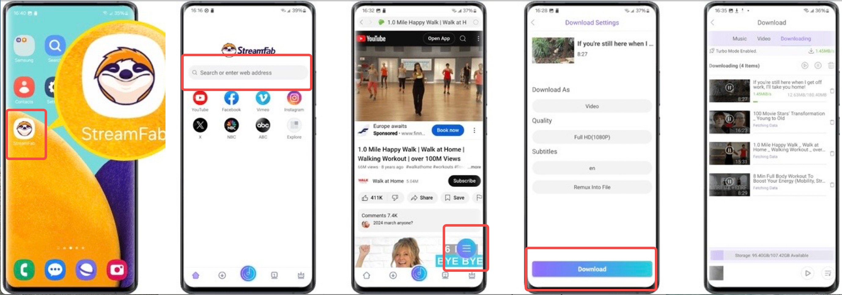 Mastering How to Download YouTube videos on Android: steps of streamfab for android