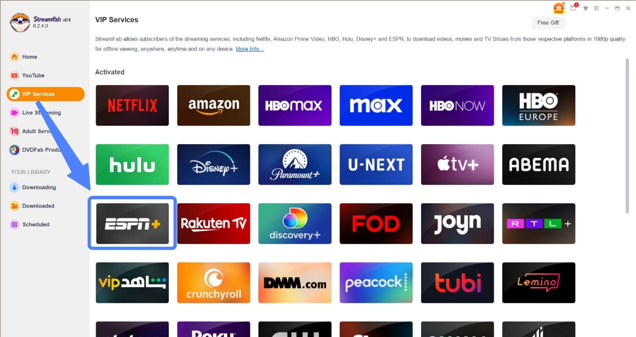 download ESPN video using StreamFab: Step 2