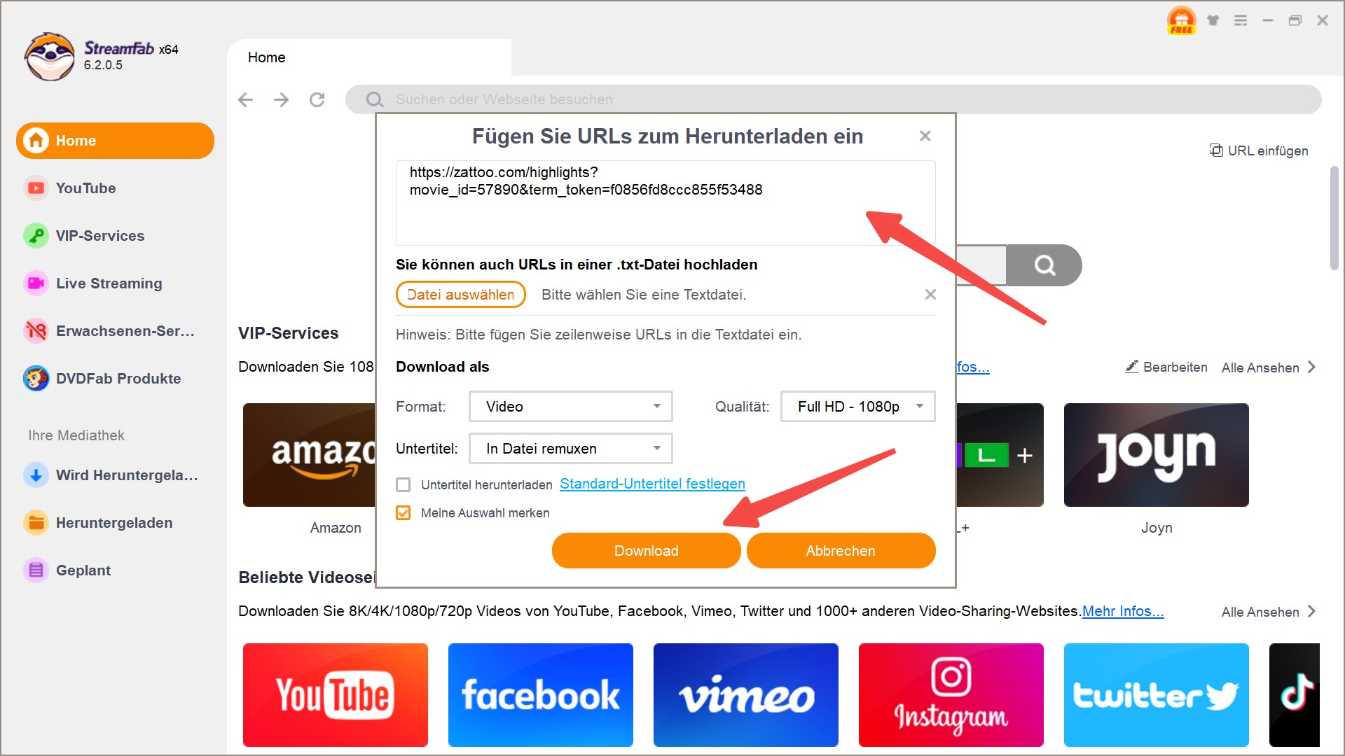 Download-Schritte mit StreamFab Video Downloader