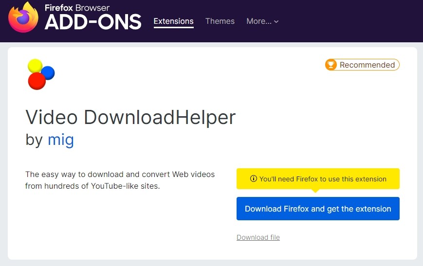 youtube video downloader extension firefox