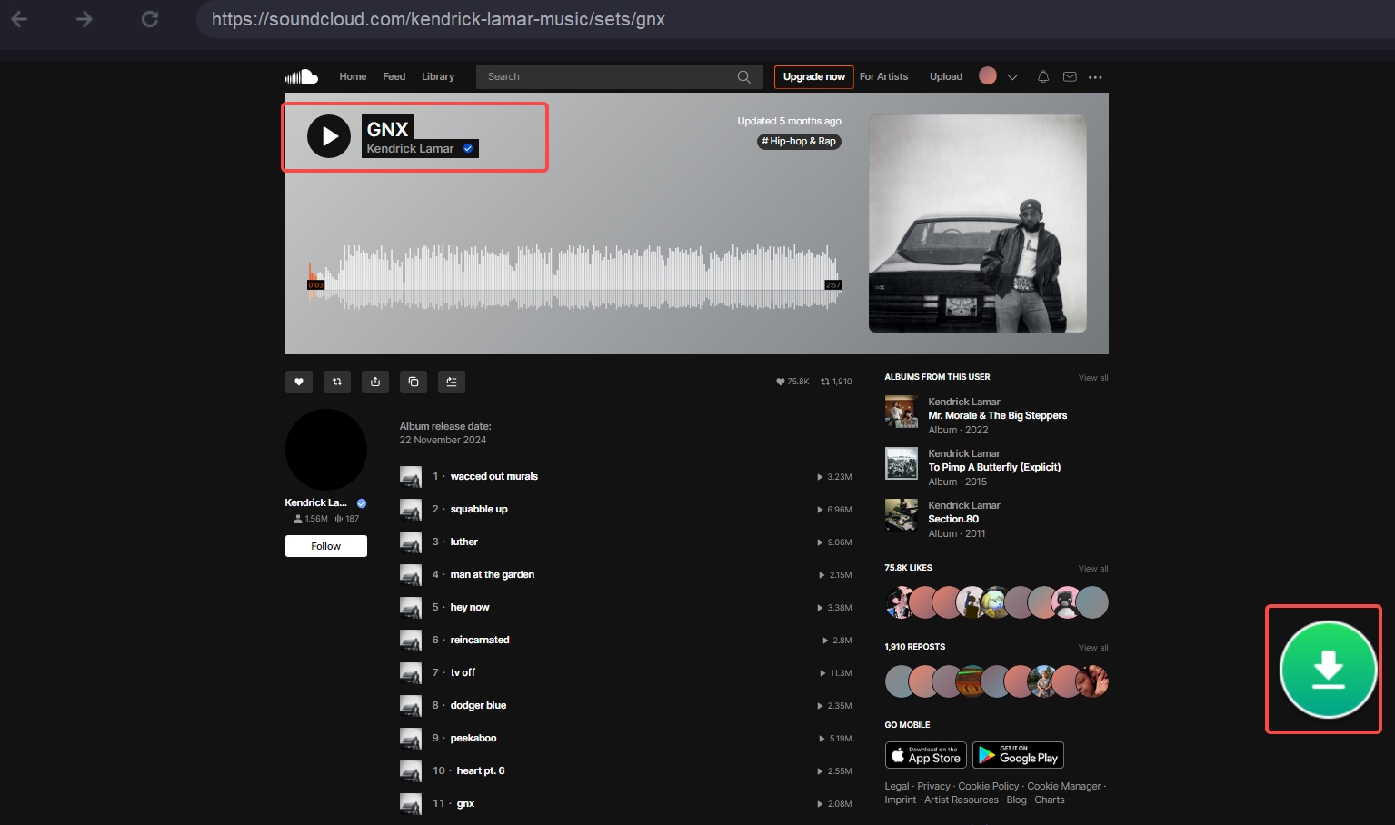 Search for the playlist you wish to download.
