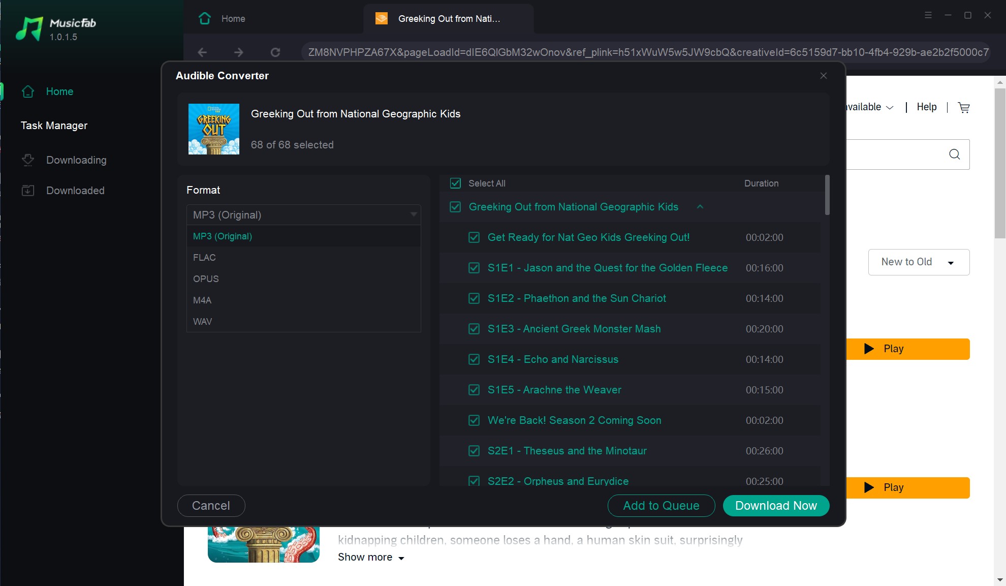 Select the output format