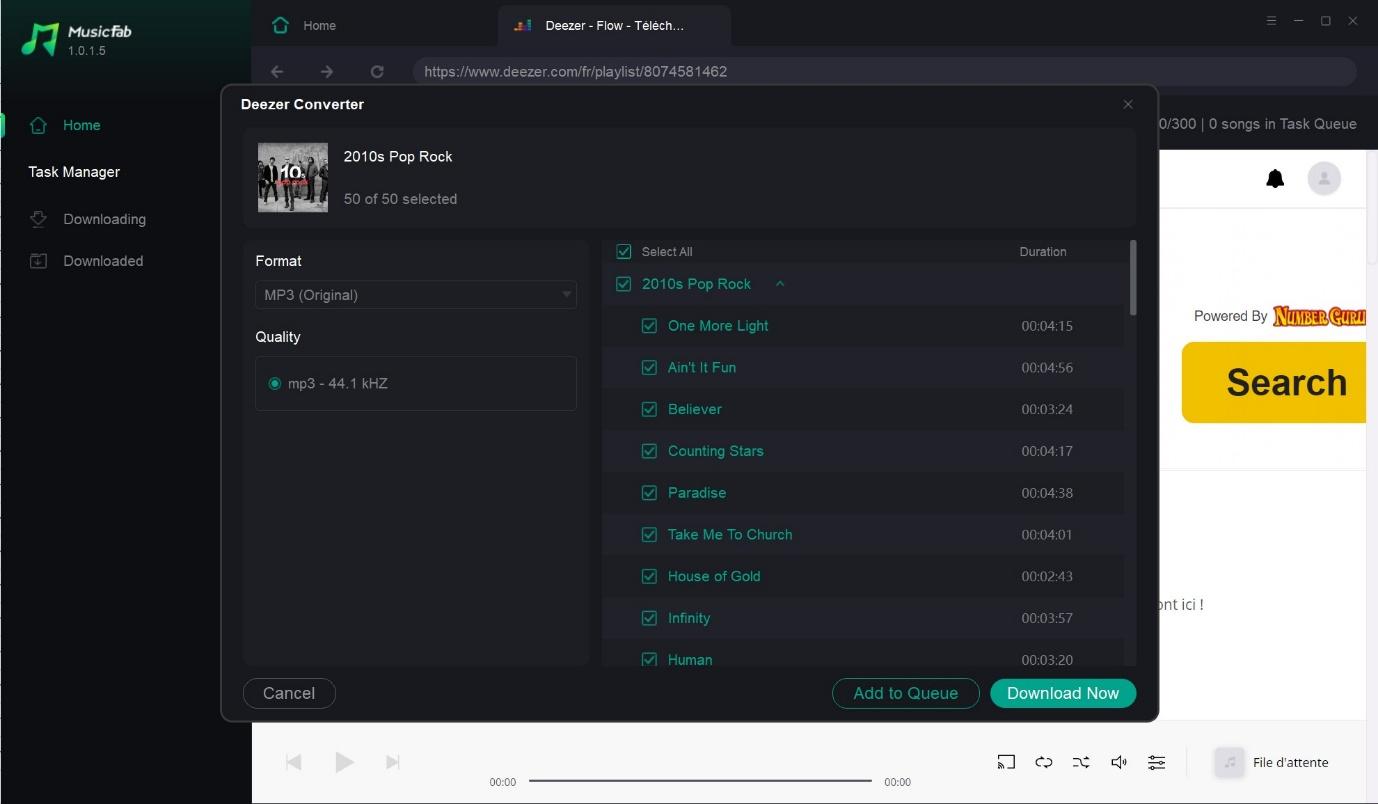 Choose the songs that you wish to download