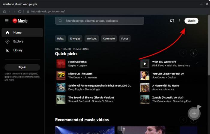 open the YouTube Music website.