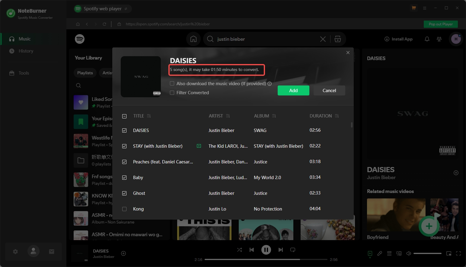 noteburner add