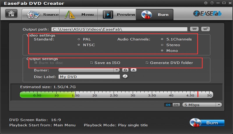 How to convert mp4 to dvd with EaseFab DVD Creator