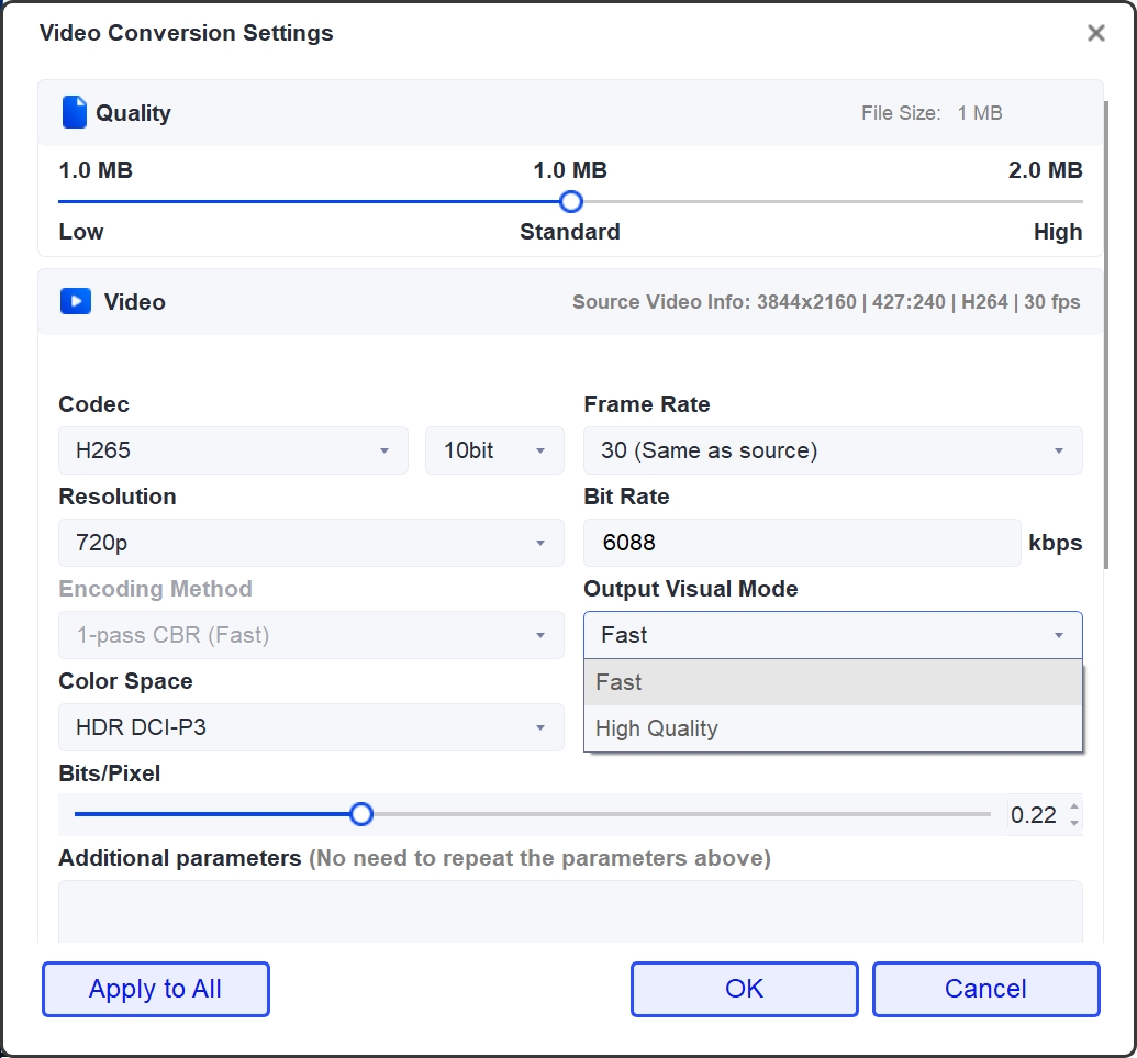 unifab hdr upconverter settings