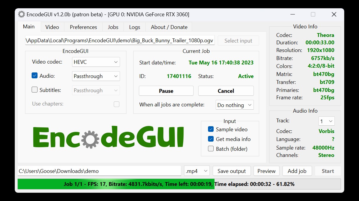 Convert SDR to HDR Using a Third-Party Encoding Tool: EncodeGUI