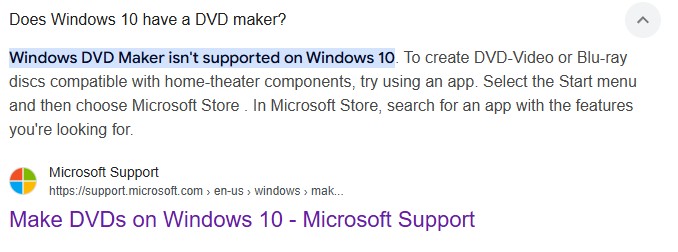 Gibt es in Windows 10 einen DVD Maker: Antwort von Microsoft Support