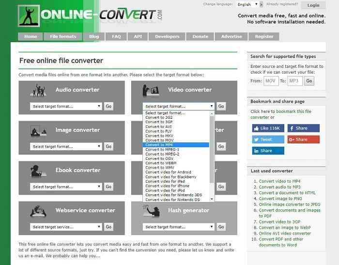 vob in mp4 umwandeln:6. Online-Convert - VOB in MP4 umwandeln online