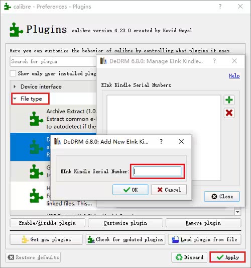 Install deDRM plugin to convert Kindle to PDF with Calibre