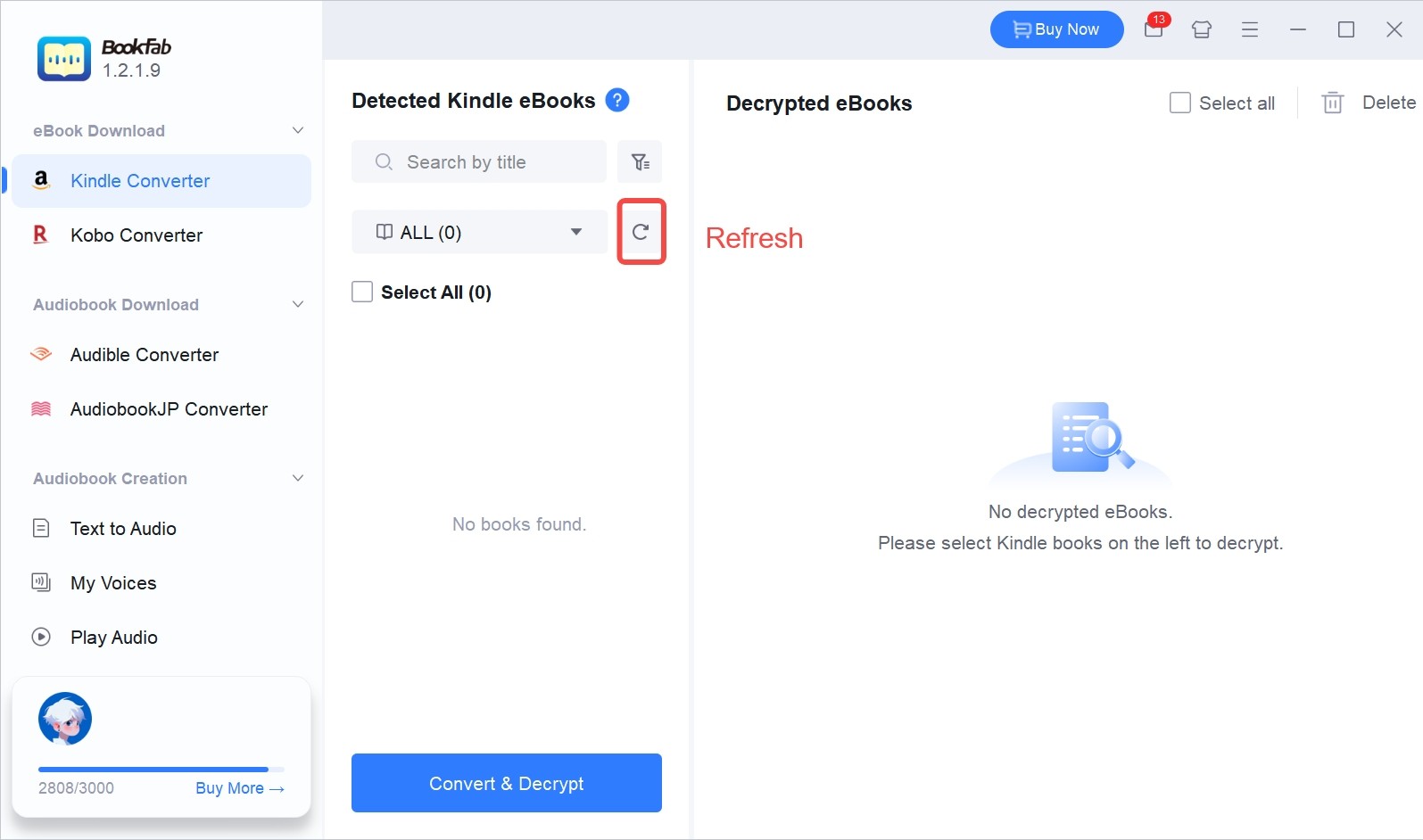 Steps to convert AZW3 to EPUB Using BookFab Kindle Converter