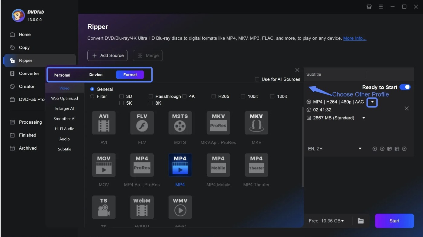 Steps to Rip DVD using DVDFab