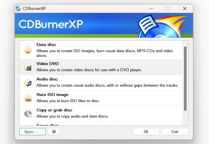 free dvd burning software: CDBurnerXP