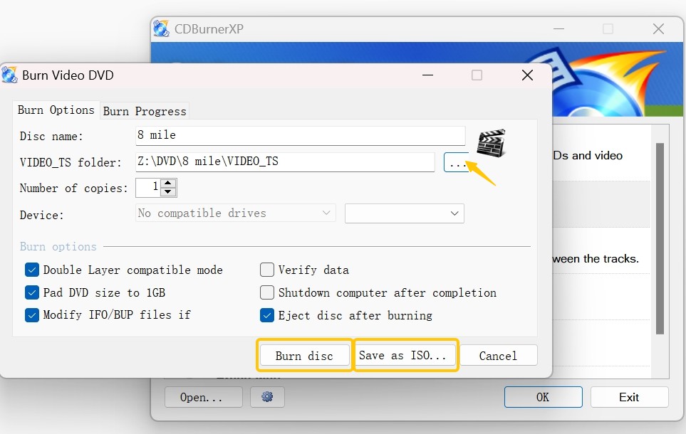 Burning a Blu-ray Disc with CDBurnerXP