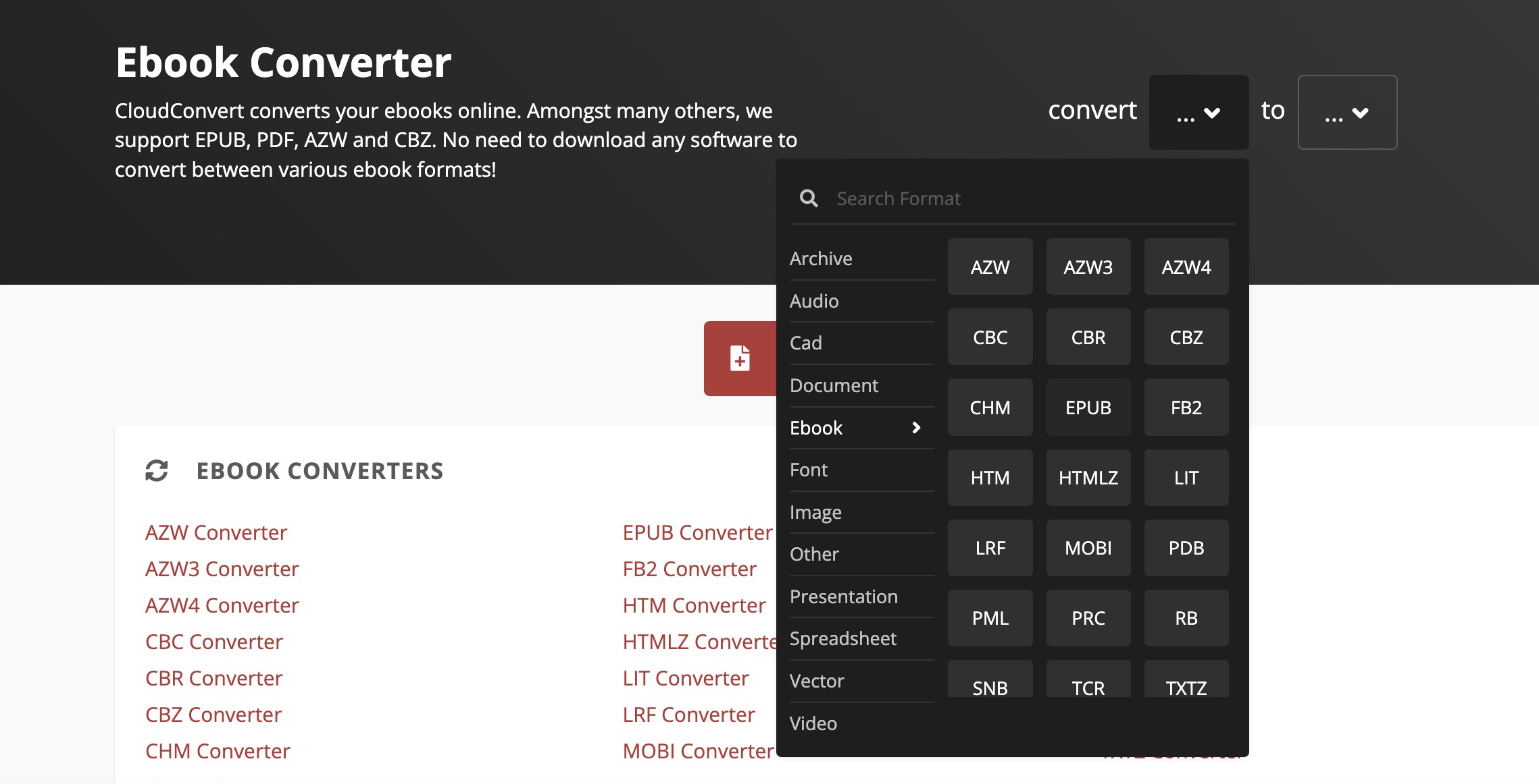 Steps to Convert EPUB to PDF with CloudConvert