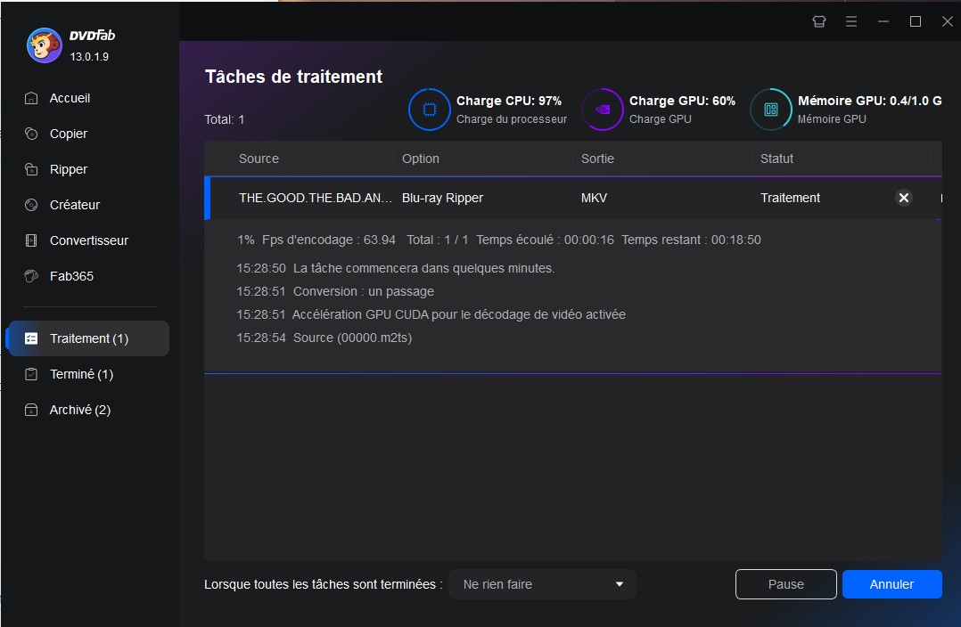 Comment déchiffrer le Blu-ray à l'aide de DVDFab Blu-ray Ripper?
