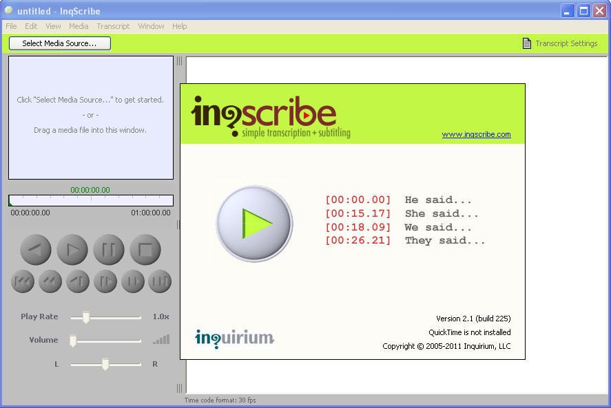 transcription foom audio to text inqscribe