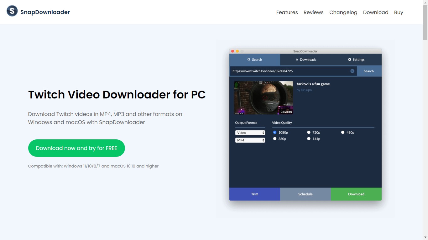 Twitch 串流下載：Snapdownloader