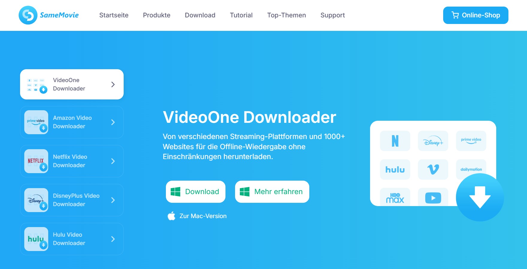 Einführung in SameMovie VideoOne Downloader