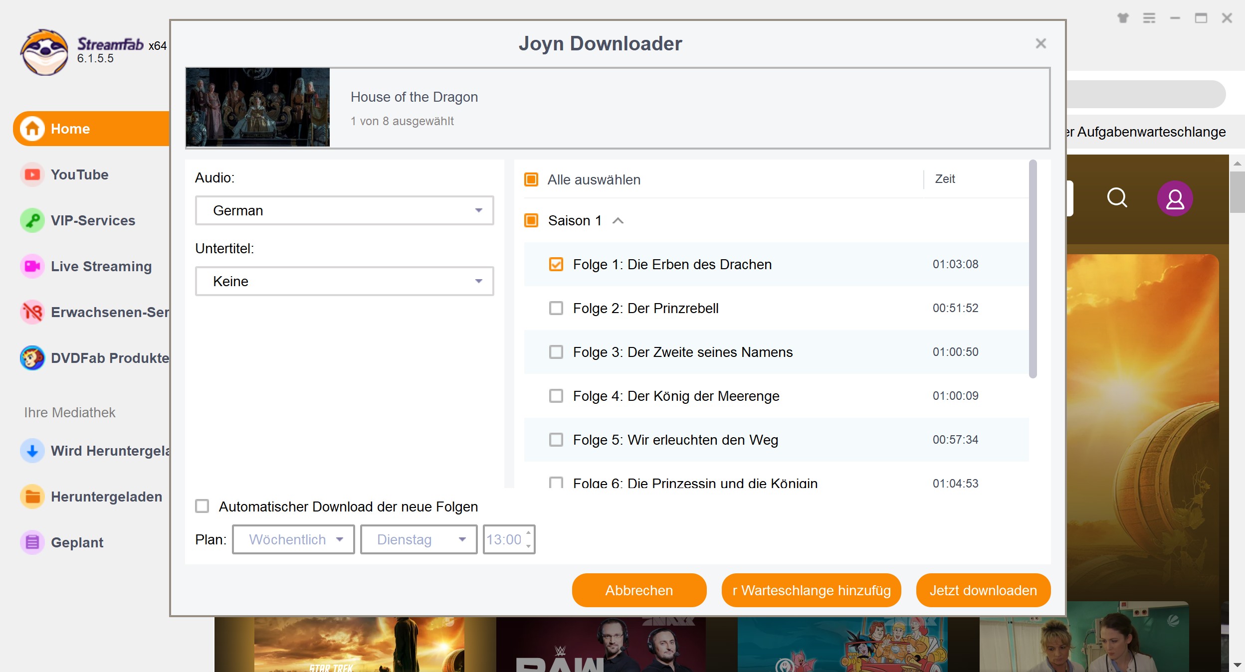 Download-Schritte zum Joyn Video Download mit dem StreamFab Joyn Downloader