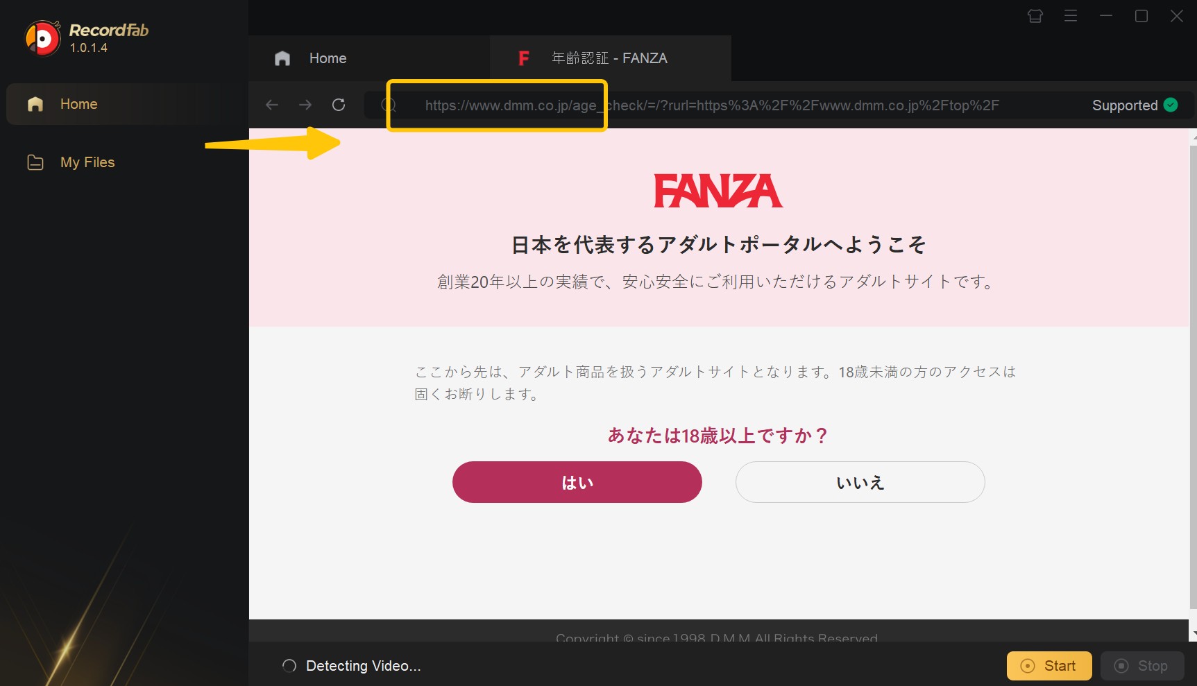 screen record fanza video: recordfab step 1