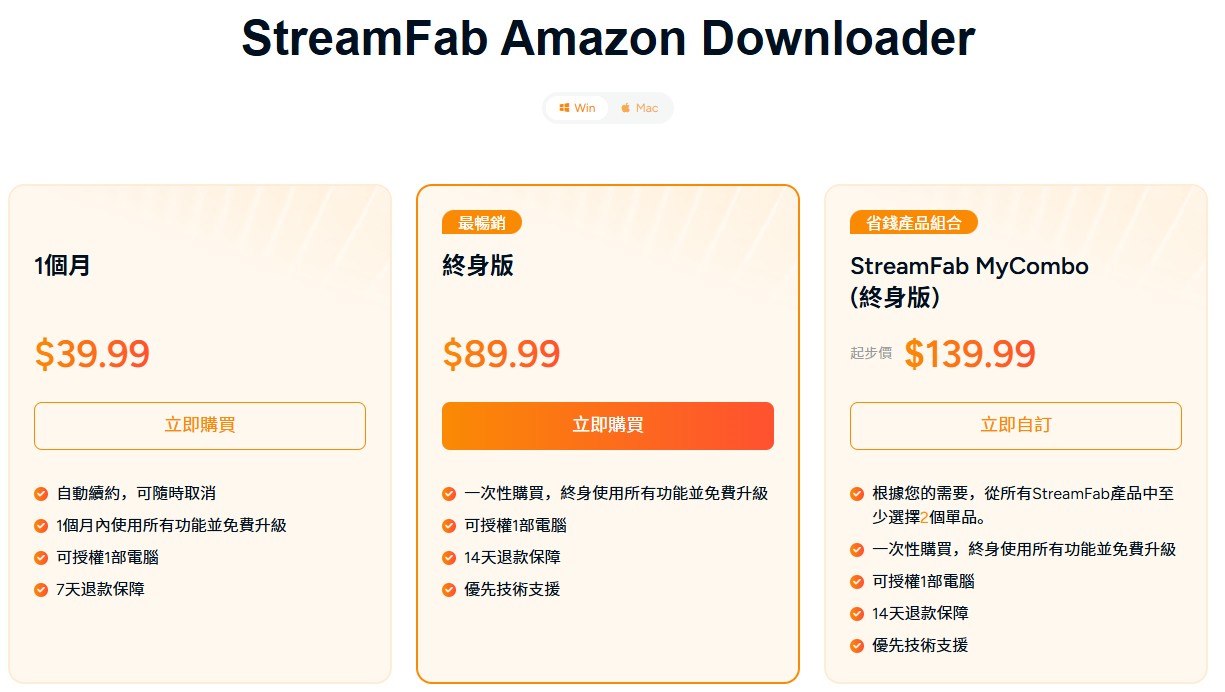 購買單一 StreamFab 下載器