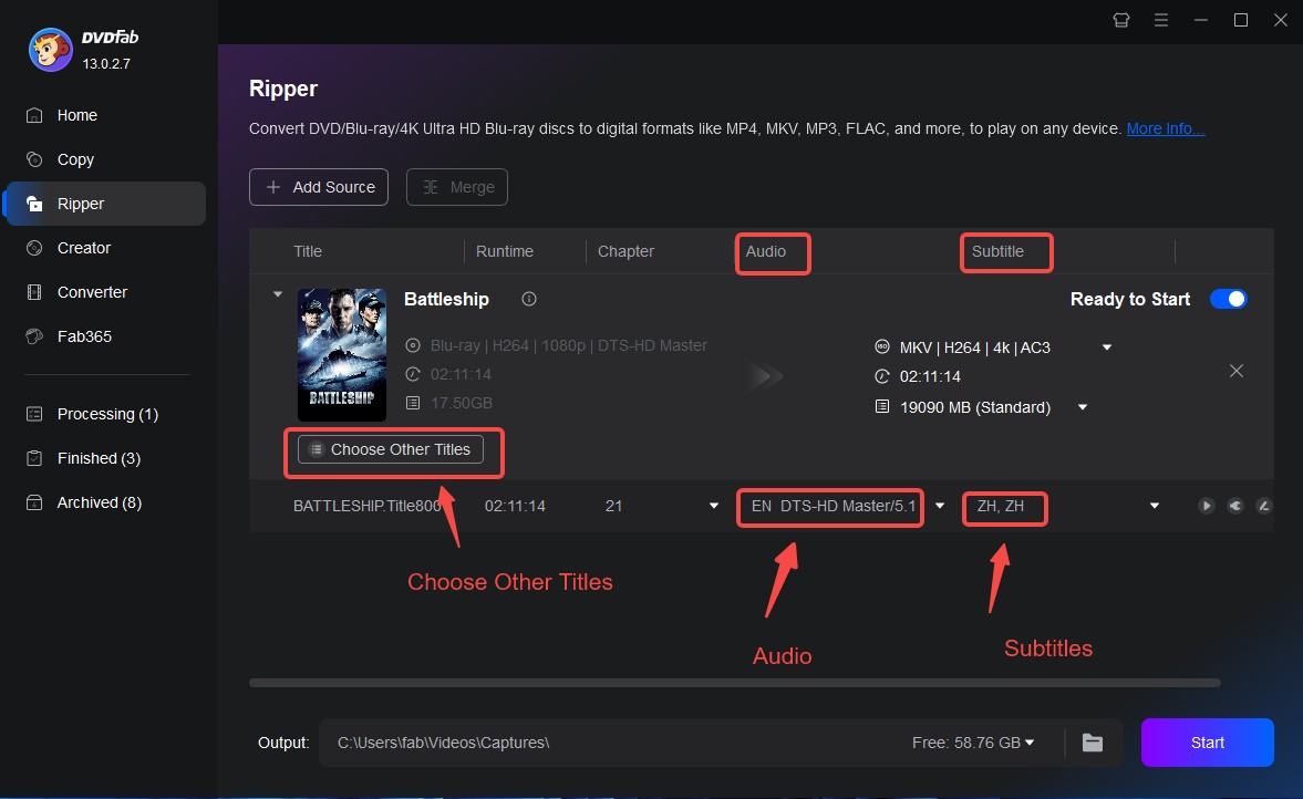Step 2: Launch DVDFab 13 and Load Your Resources